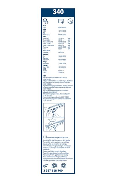 BOSCH 3 397 118 700 Číslo výrobce: 340. EAN: 3165141087413.