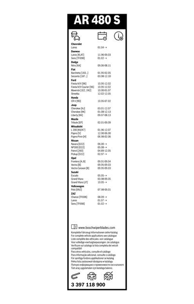 BOSCH 3 397 118 900 Číslo výrobce: AR 480 S. EAN: 3165143613924.