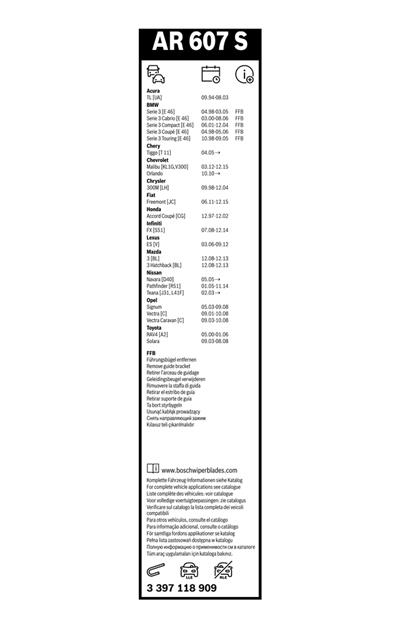 BOSCH 3 397 118 909 Číslo výrobce: AR 607 S. EAN: 3165143614013.