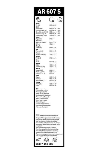 BOSCH 3 397 118 909 Číslo výrobce: AR 607 S. EAN: 3165143614013.