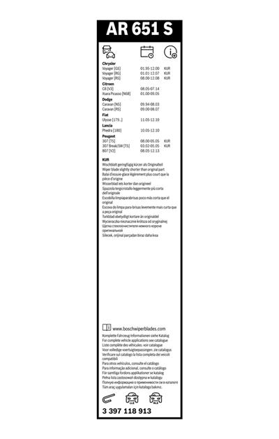 BOSCH 3 397 118 913 Číslo výrobce: AR 651 S. EAN: 3165143614051.