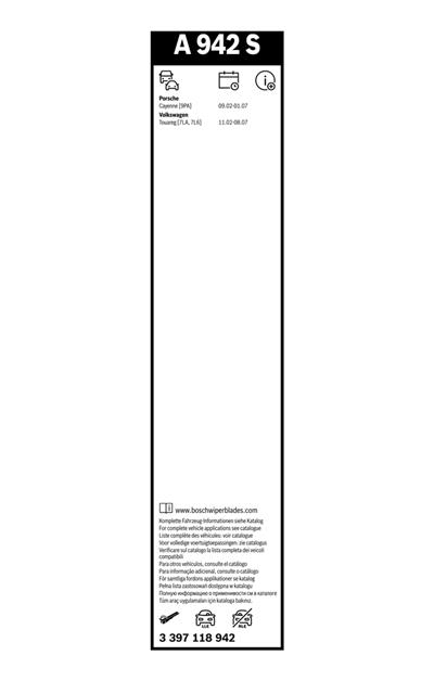 BOSCH 3 397 118 942 Číslo výrobce: A 942 S. EAN: 3165143432754.