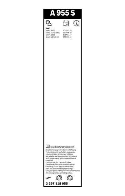 BOSCH 3 397 118 955 Číslo výrobce: A 955 S. EAN: 3165143609828.