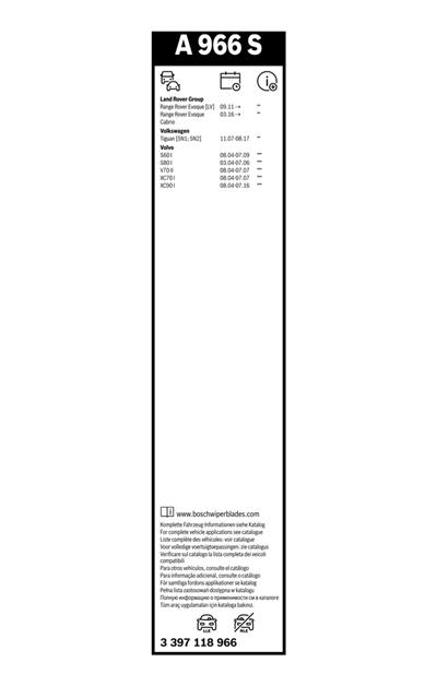 BOSCH 3 397 118 966 Číslo výrobce: A 966 S. EAN: 3165143813331.
