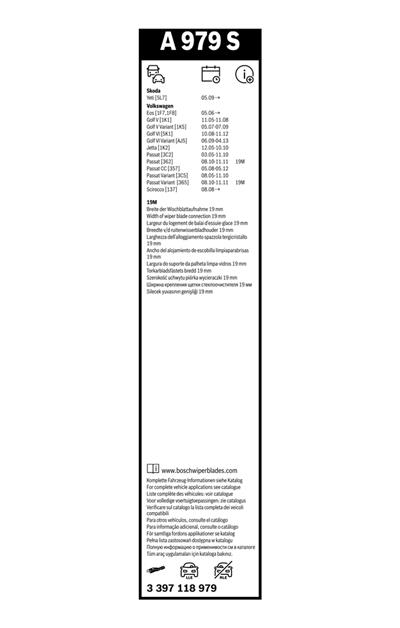BOSCH 3 397 118 979 Číslo výrobce: A 979 S. EAN: 3165144053057.