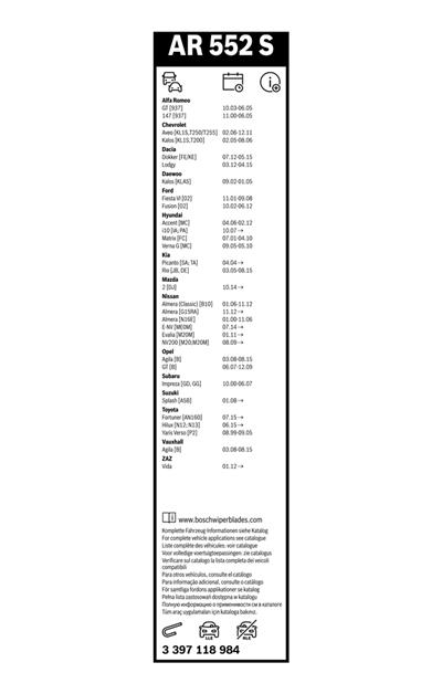 BOSCH 3 397 118 984 Číslo výrobce: AR 552 S. EAN: 3165144080787.