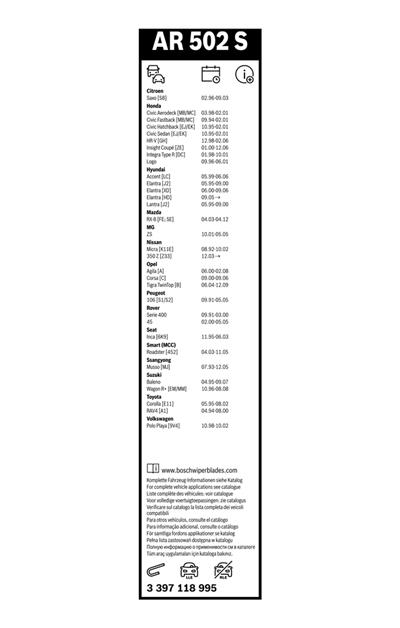 BOSCH 3 397 118 995 Číslo výrobce: AR 502 S. EAN: 3165144087519.
