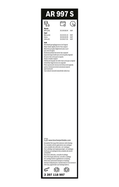 BOSCH 3 397 118 997 Číslo výrobce: AR 997 S. EAN: 3165144084860.