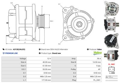 AS-PL A3130(VALEO) EAN: 5901259448887.