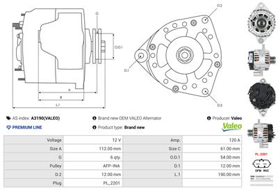 AS-PL A3190(VALEO) EAN: 5901259480481.