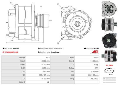 AS-PL A3705S EAN: 5902129214892.
