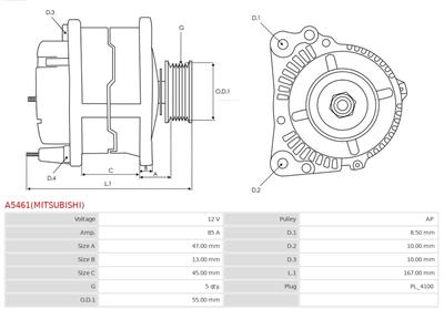 AS-PL A5461(MITSUBISHI) EAN: 5902129163725.