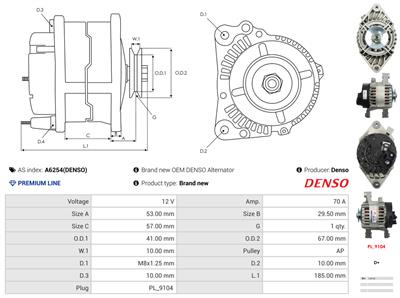 AS-PL A6254(DENSO) EAN: 5902129010999.