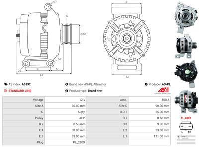 AS-PL A6292 EAN: 5902129012047.