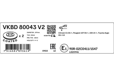 SKF VKBD 80043 V2 EAN: 7316581893614.