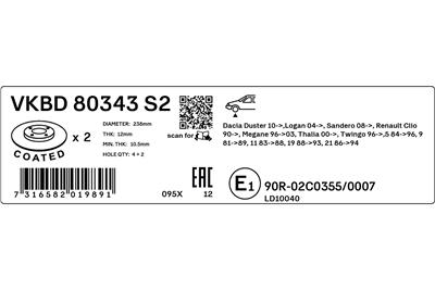 SKF VKBD 80343 S2 EAN: 7316582019891.