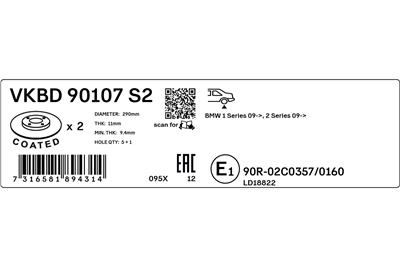 SKF VKBD 90107 S2 EAN: 7316581894314.