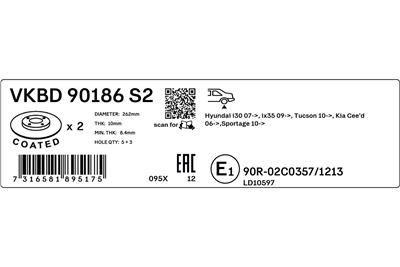 SKF VKBD 90186 S2 EAN: 7316581895175.