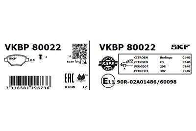 SKF VKBP 80022 EAN: 7316581296736.