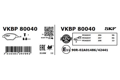 SKF VKBP 80040 EAN: 7316581297092.