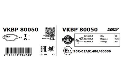 SKF VKBP 80050 Číslo výrobce: 21463. EAN: 7316581296743.
