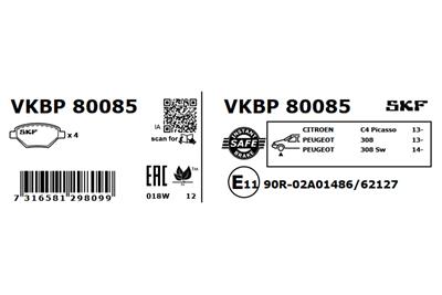 SKF VKBP 80085 EAN: 7316581298099.