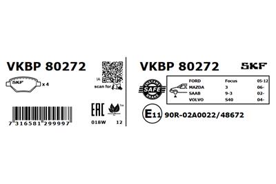 SKF VKBP 80272 Číslo výrobce: 23801. EAN: 7316581299997.