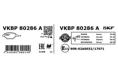 SKF VKBP 80286 A EAN: 7316581300129.