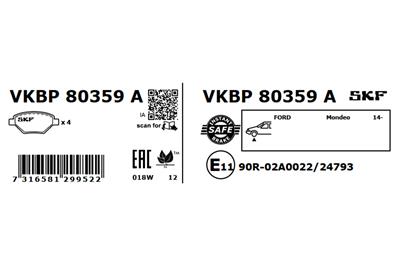 SKF VKBP 80359 A Číslo výrobce: 25591. EAN: 7316581299522.