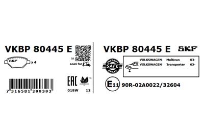 SKF VKBP 80445 E Číslo výrobce: 24623. EAN: 7316581299393.