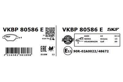 SKF VKBP 80586 E Číslo výrobce: 23801. EAN: 7316581301898.