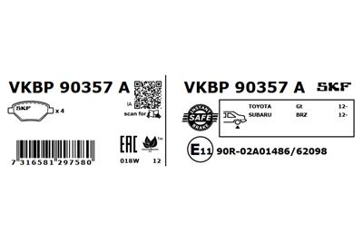 SKF VKBP 90357 A Číslo výrobce: 24271. EAN: 7316581297580.