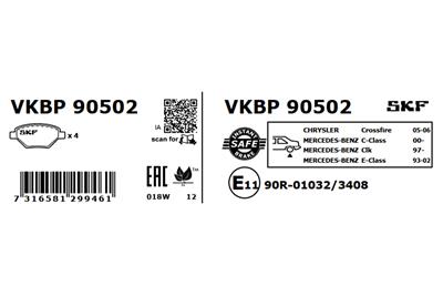 SKF VKBP 90502 Číslo výrobce: 21287. EAN: 7316581299461.