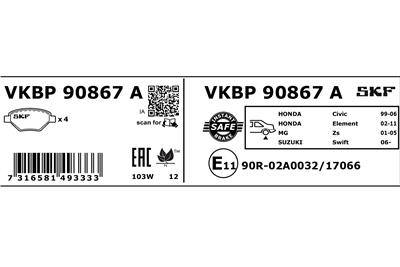 SKF VKBP 90867 A EAN: 7316581493333.
