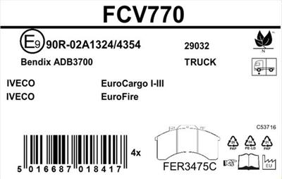 FERODO FCV770 Číslo výrobce: 29032. EAN: 5016687018417.