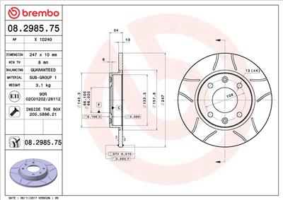 BREMBO 08.2985.75 EAN: 8020584011195.