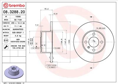 BREMBO 08.3288.20 EAN: 8020584328828.