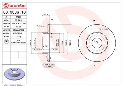 BREMBO 08.3636.10 EAN: 8020584363614.