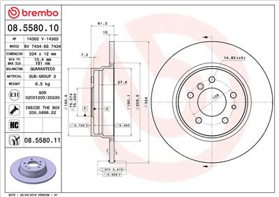 BREMBO 08.5580.11 EAN: 8020584030448.