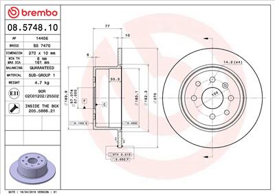 BREMBO 08.5748.10 EAN: 8020584574812.