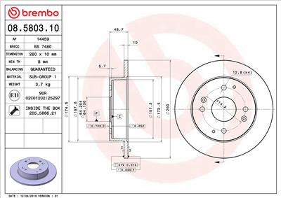 BREMBO 08.5803.10 EAN: 8020584580318.