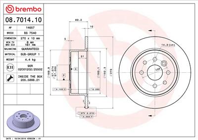 BREMBO 08.7014.10 EAN: 8020584701416.