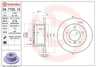 BREMBO 08.7725.10 EAN: 8020584772515.