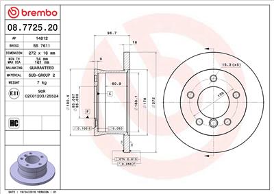 BREMBO 08.7725.20 EAN: 8020584772522.