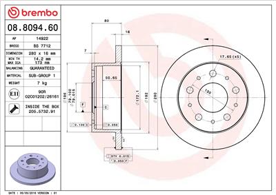 BREMBO 08.8094.60 EAN: 8020584809464.