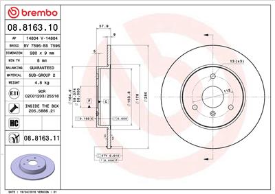 BREMBO 08.8163.11 EAN: 8020584030257.
