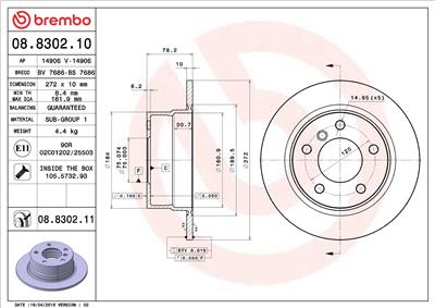 BREMBO 08.8302.11 EAN: 8020584210482.