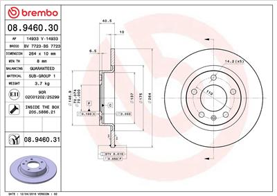 BREMBO 08.9460.31 EAN: 8020584225141.