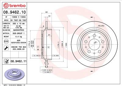 BREMBO 08.9462.11 EAN: 8020584027363.