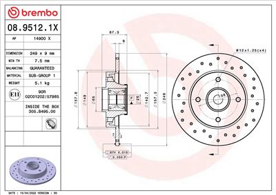 BREMBO 08.9512.1X EAN: 8020584321232.